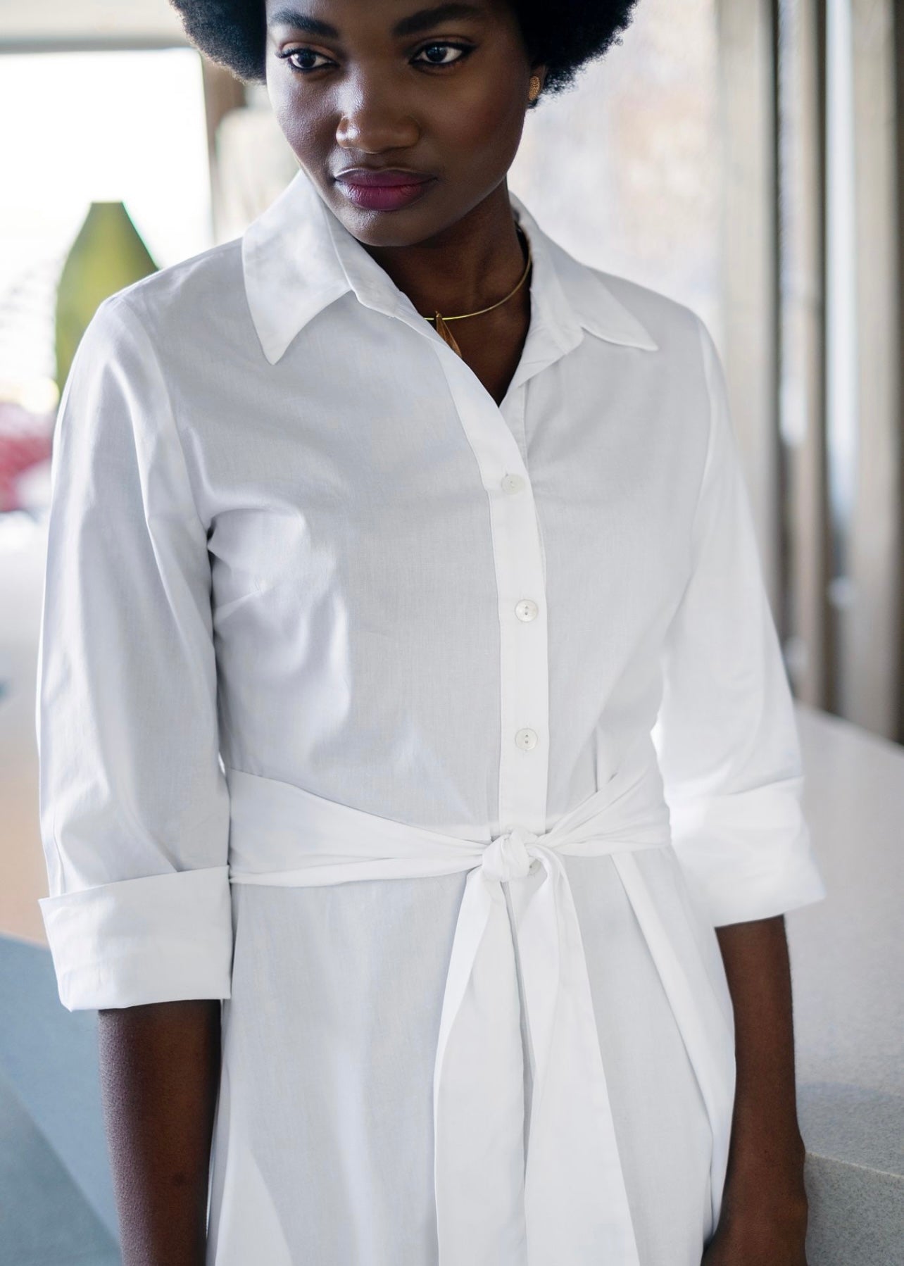 J-LO Dress, White Cotton poplin
