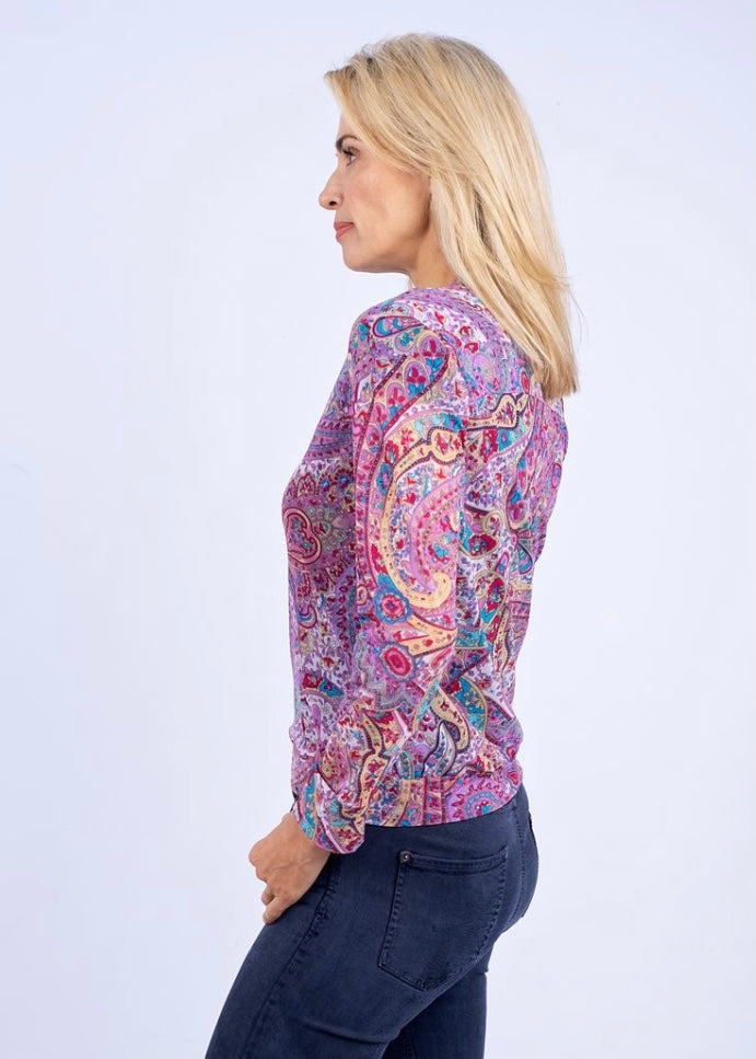 Mesh bomber jacket, Pink paisley