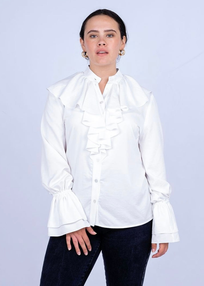Frill blouse, White