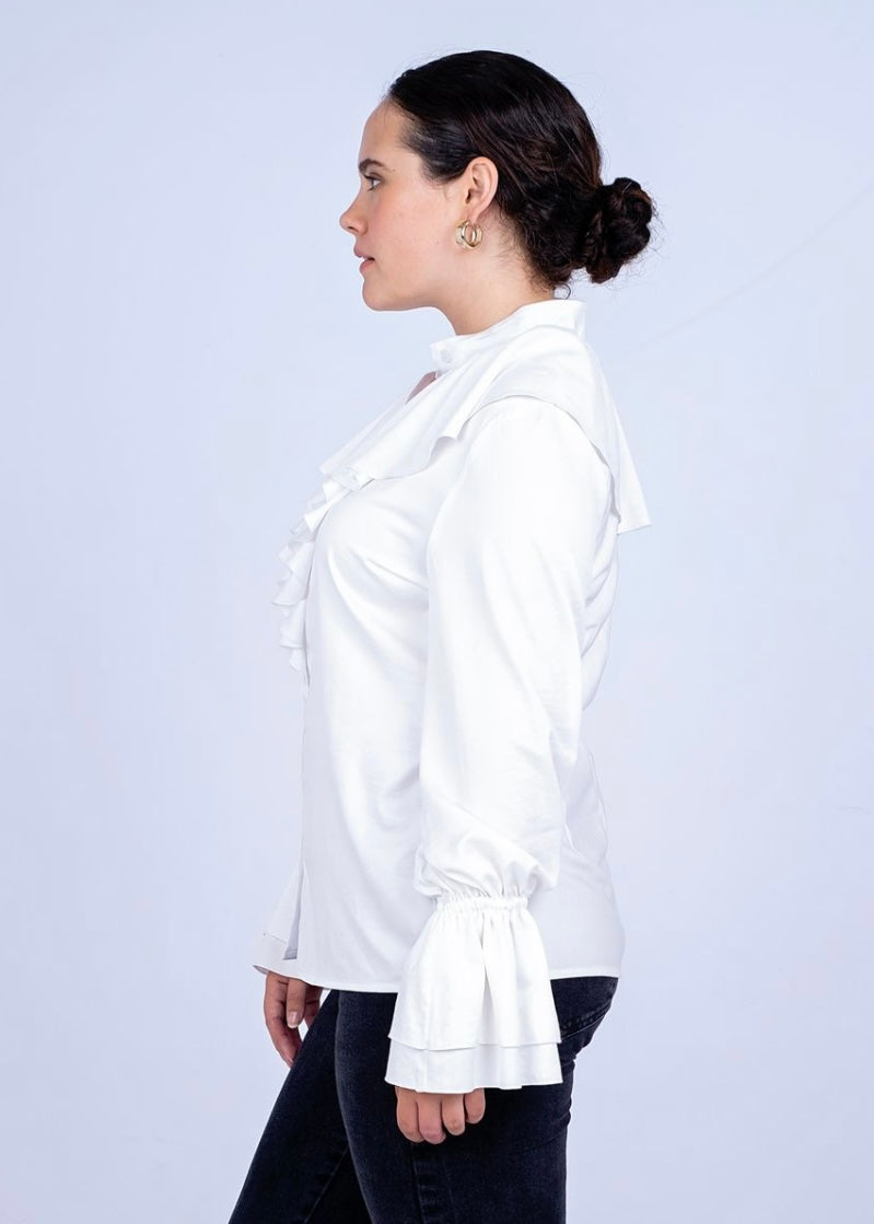 Frill blouse, White