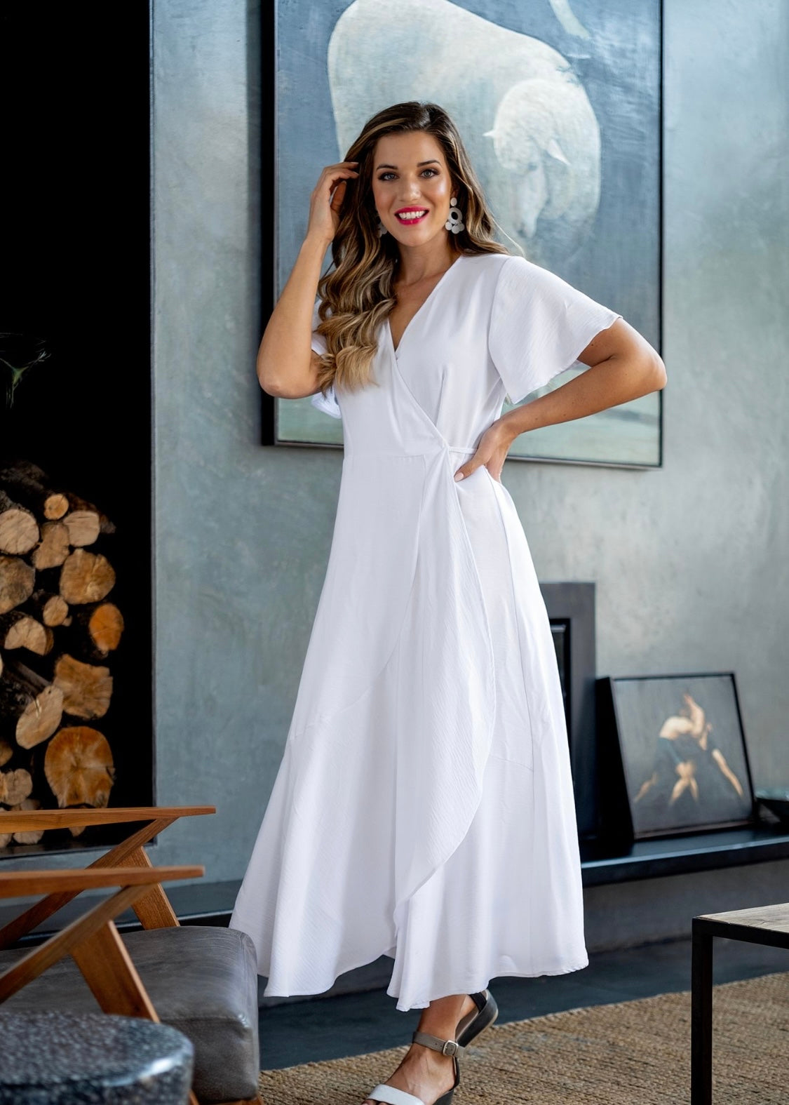 Hollywood Frill wrap in White