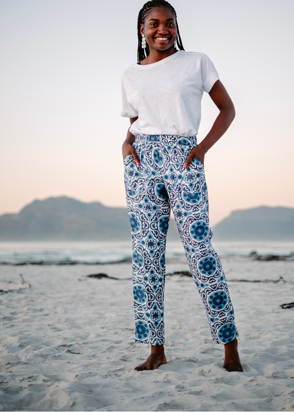 Patch Pocket Pants,  Blue Circles