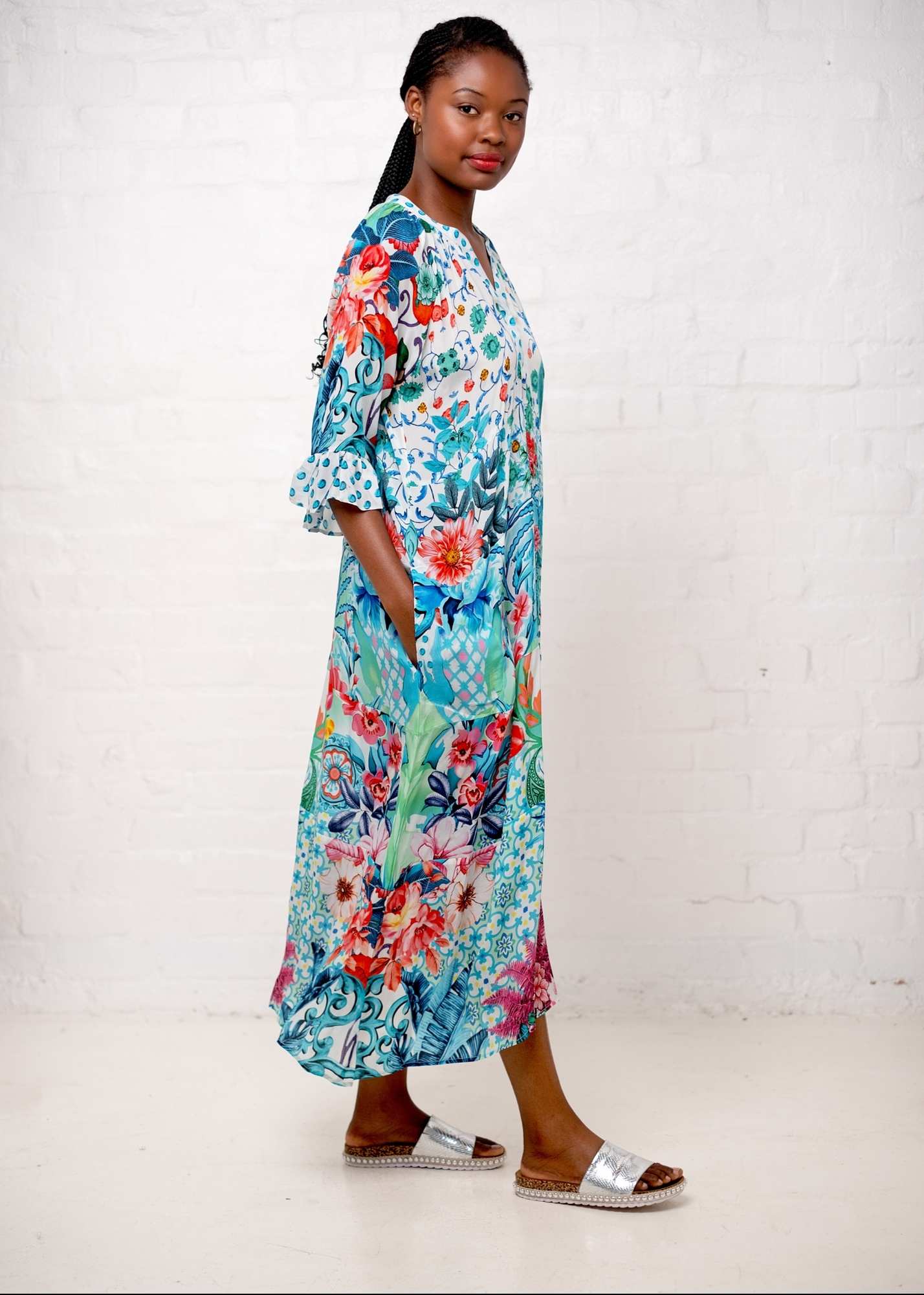 Jubilee Dress in Turquoise Dots