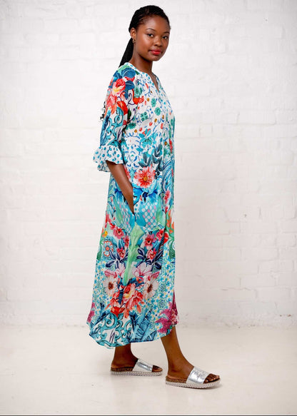 Jubilee Dress in Turquoise Dots