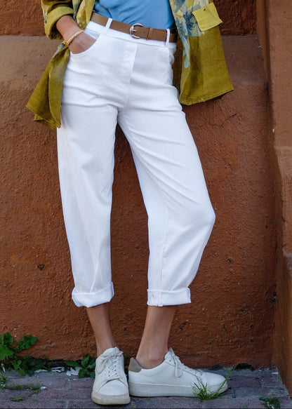 Milano Zip-Detail Slouch Pants in White