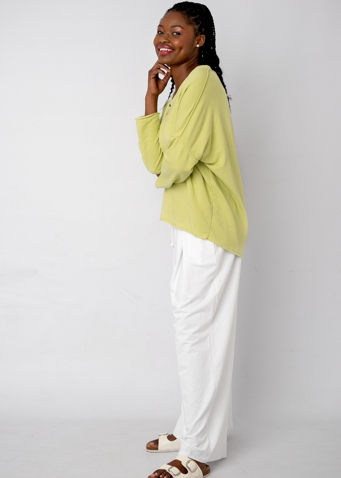 The Super Slouch V-Neck Track Top in Lime