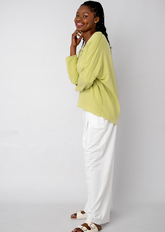 The Super Slouch V-Neck Track Top in Lime