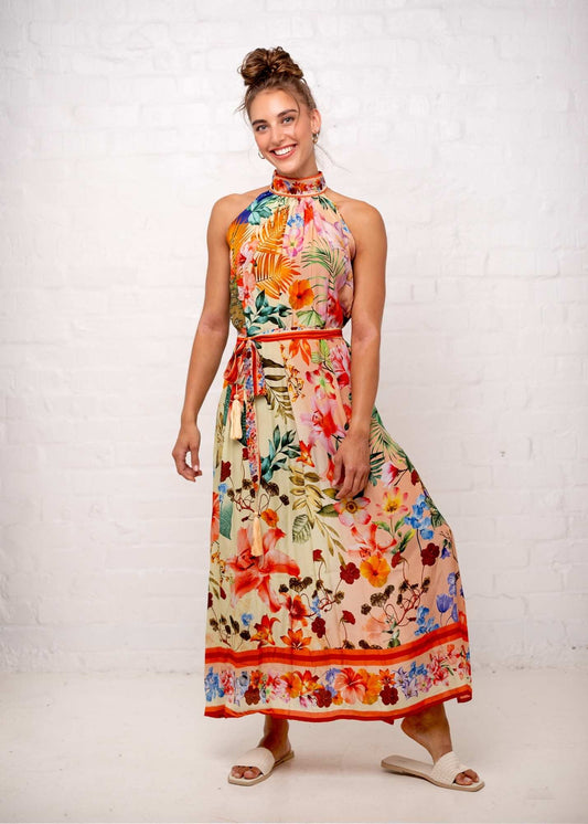 Brooke Dress in Peach Hibiscus