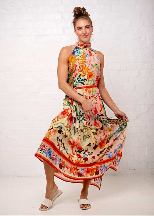 Brooke Dress in Peach Hibiscus