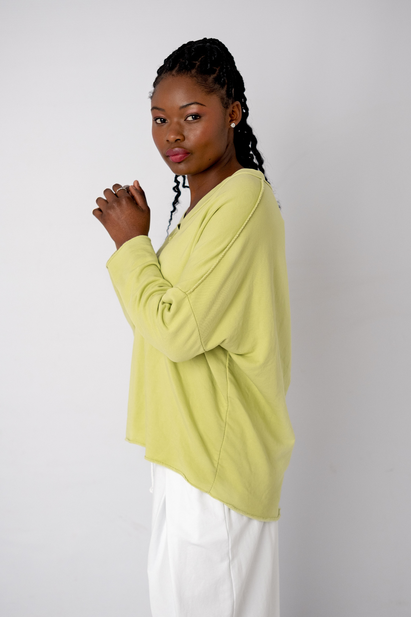 The Super Slouch V-Neck Track Top in Lime