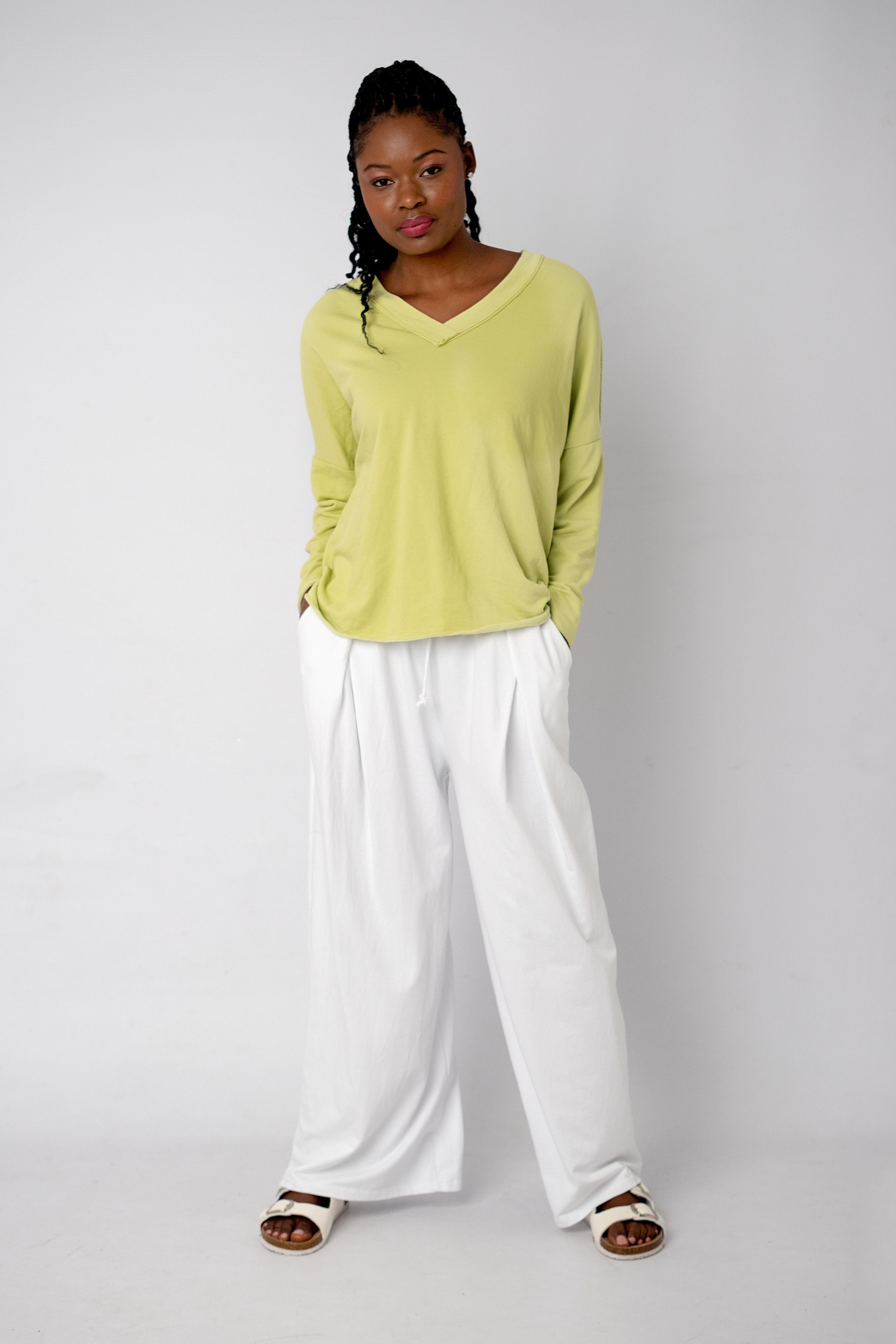 The Super Slouch V-Neck Track Top in Lime