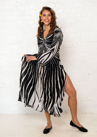 Lanira Dress in Black and White