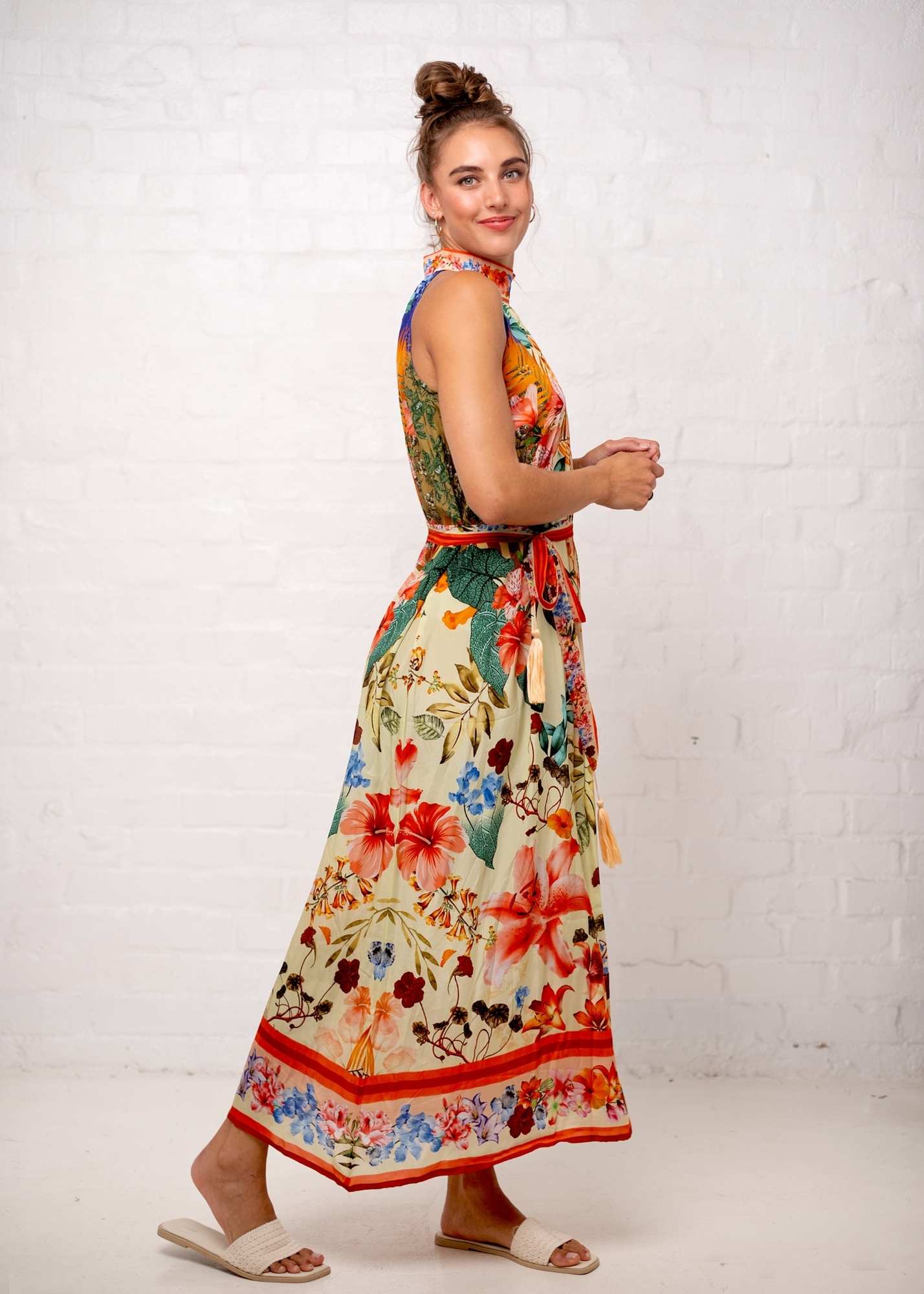 Brooke Dress in Peach Hibiscus