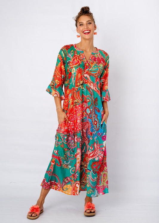 Jubilee Dress in Coral Paisley