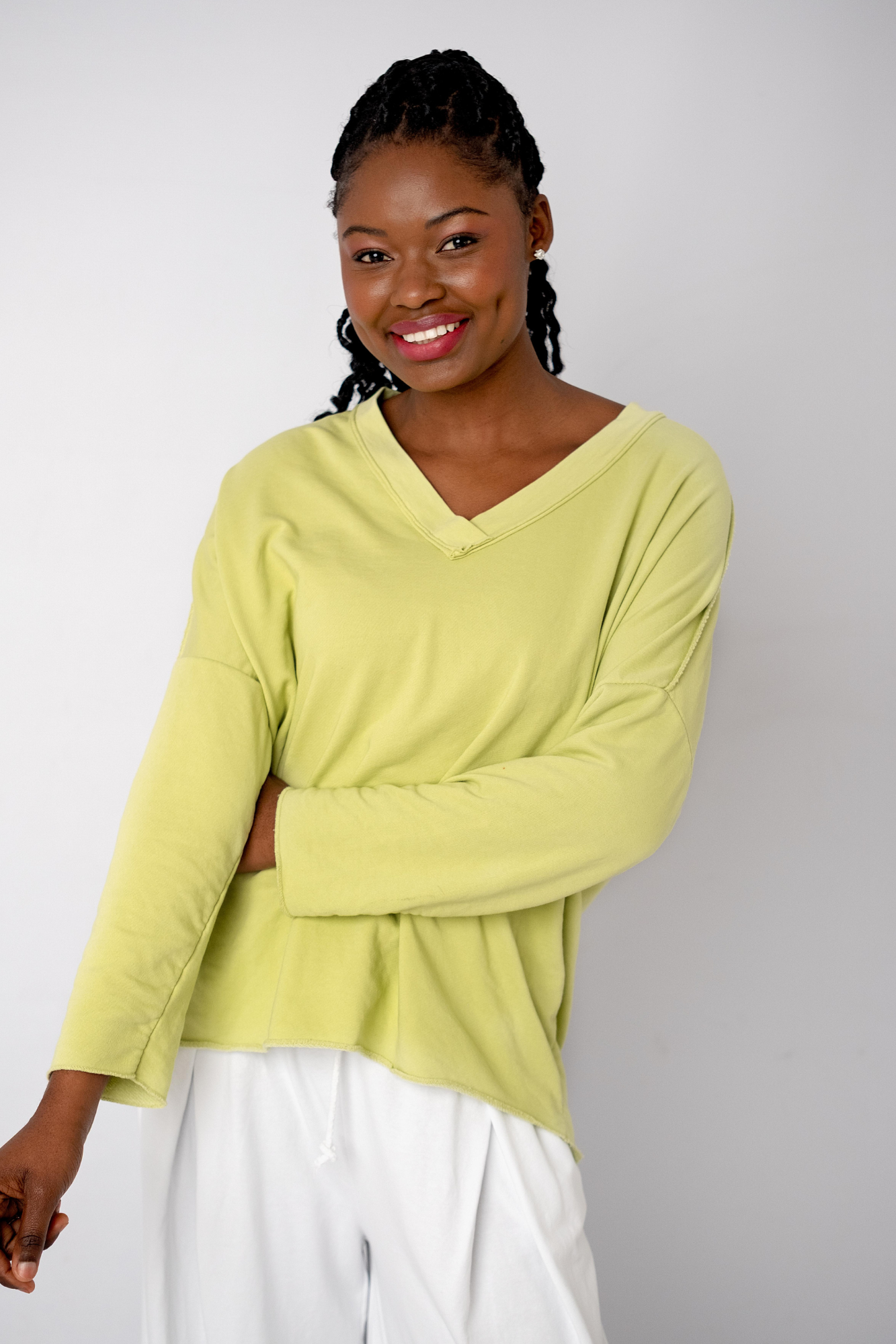 The Super Slouch V-Neck Track Top in Lime
