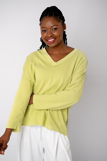 The Super Slouch V-Neck Track Top in Lime