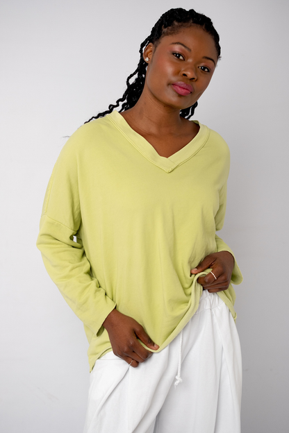 The Super Slouch V-Neck Track Top in Lime