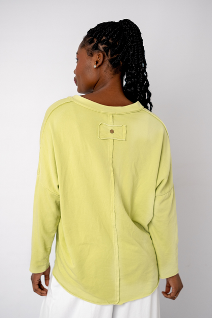 The Super Slouch V-Neck Track Top in Lime