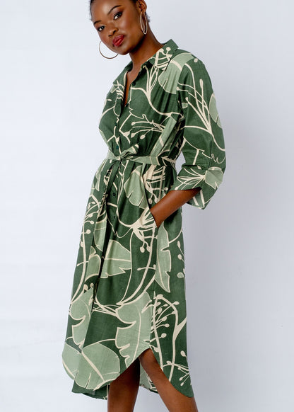 Laura Shirt Dress in Botanical Abstract