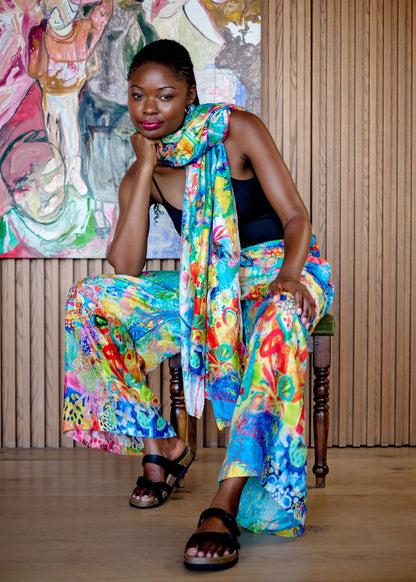 Yellow Kaleidoscope Luxe Scarf/Sarong – Viscose Luxe (111cm x 200cm)