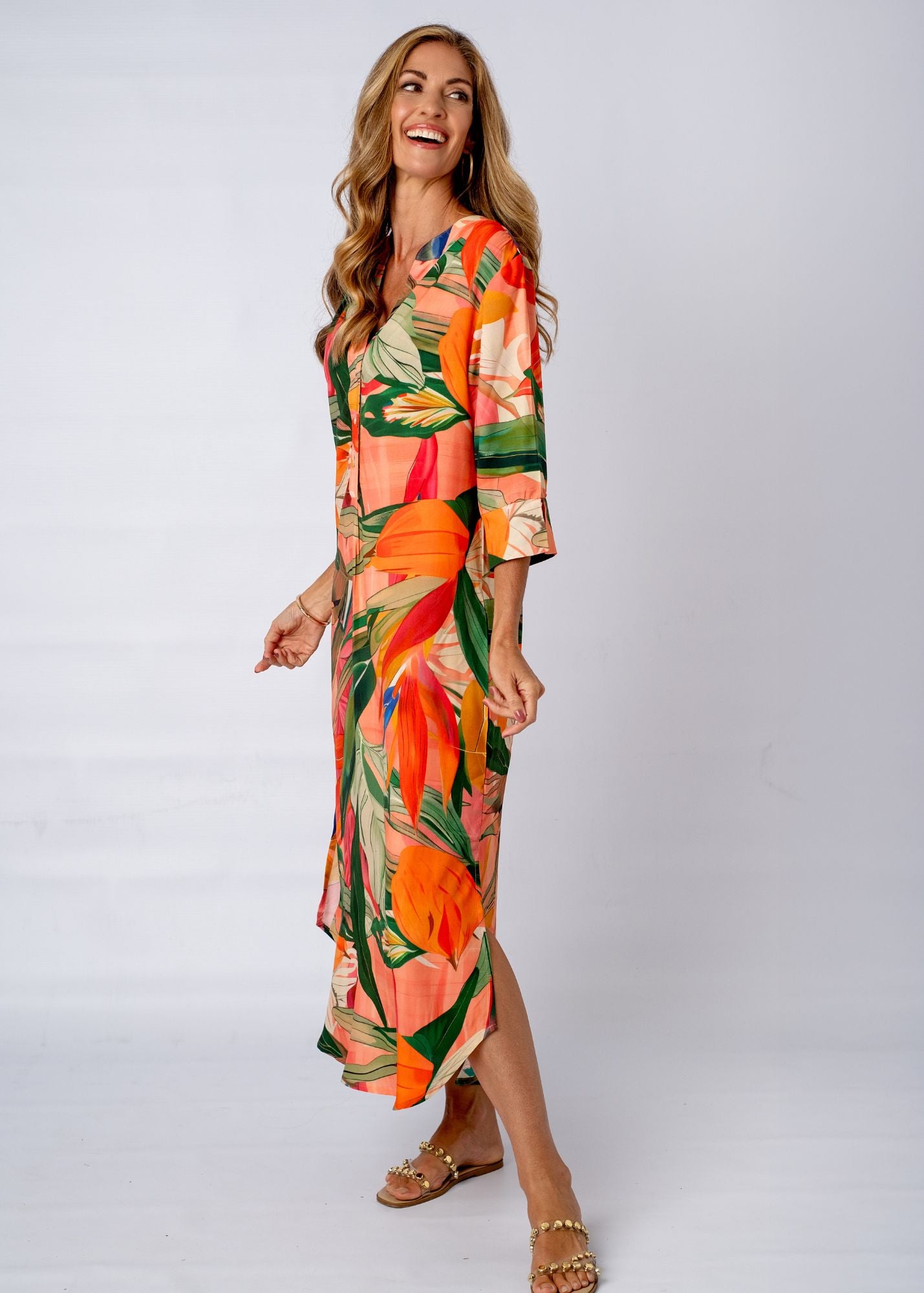 Fergie Cuffed Sleeve  Dress,  Forest Sunset