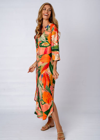 Fergie Cuffed Sleeve  Dress,  Forest Sunset