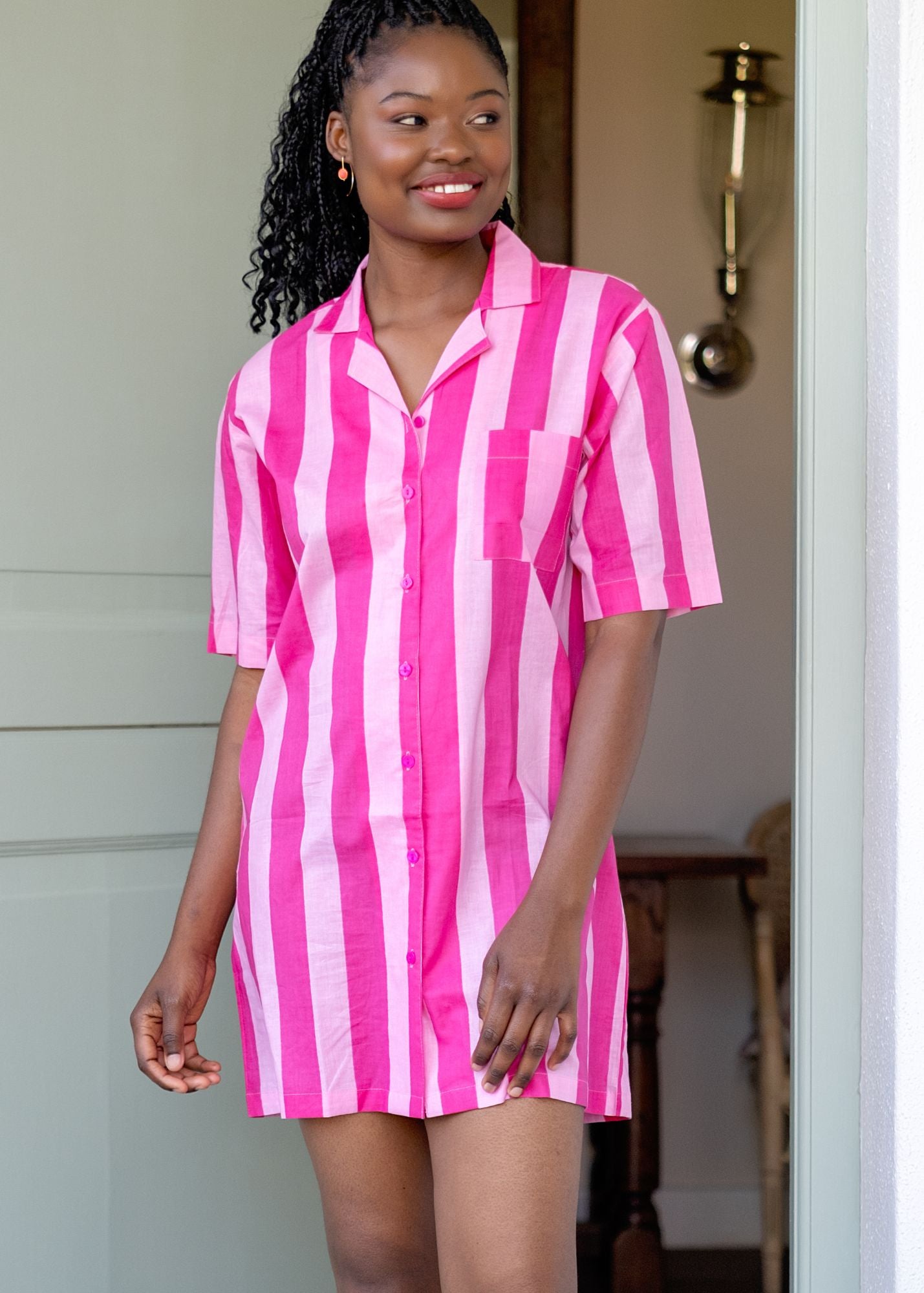 Short Sleeve Sleepshirt in Sorbet Stripe
