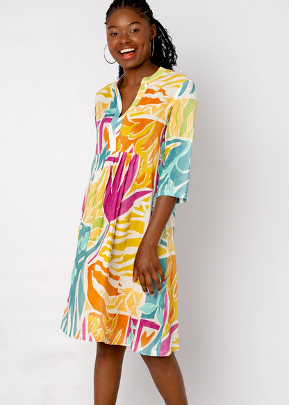 Lee-Ann pleated dress Short, Tropical Breeze