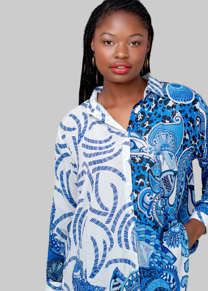 Fusion Pants Suit, Blue and White