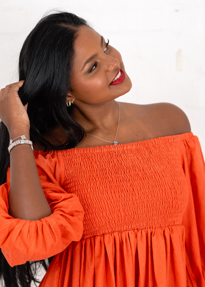Donna Dress in Terracota.