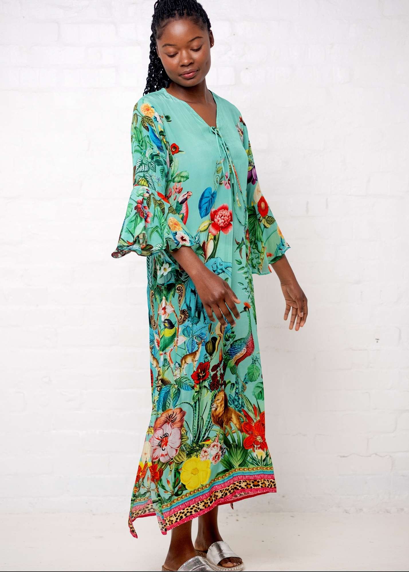 Angelica Dress in Seagreen Elephant
