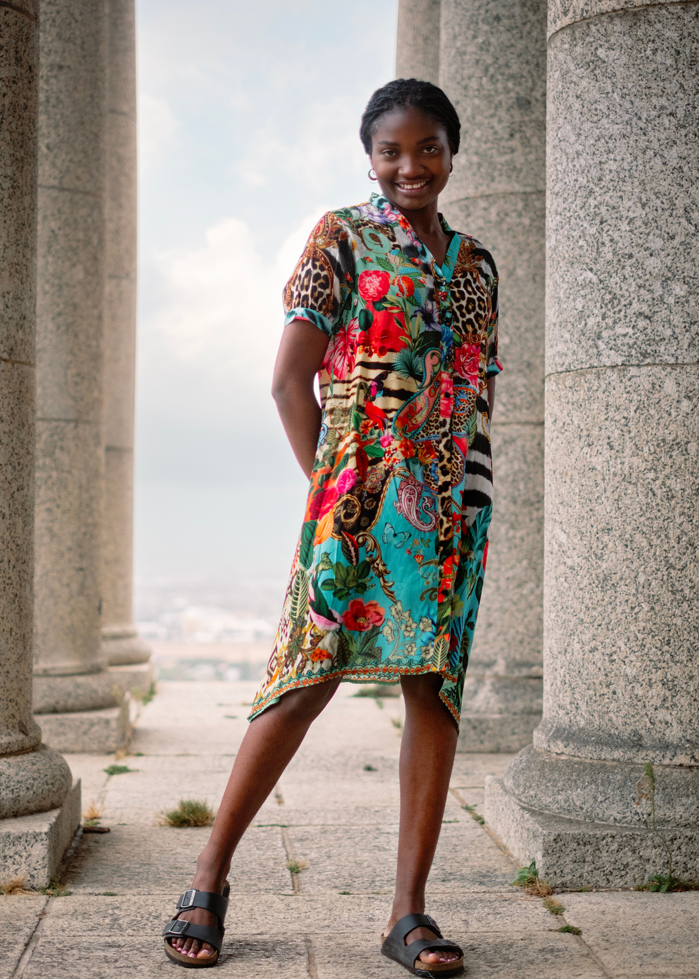 Maxine Dress, Tropical jungle - Knee length