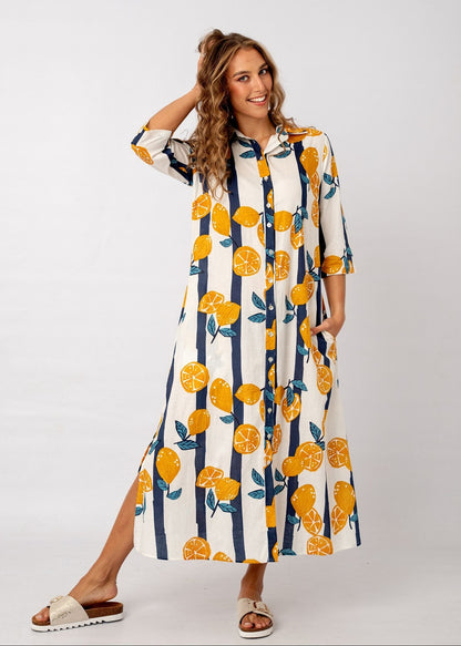 Betty Button in Citrus Stripe