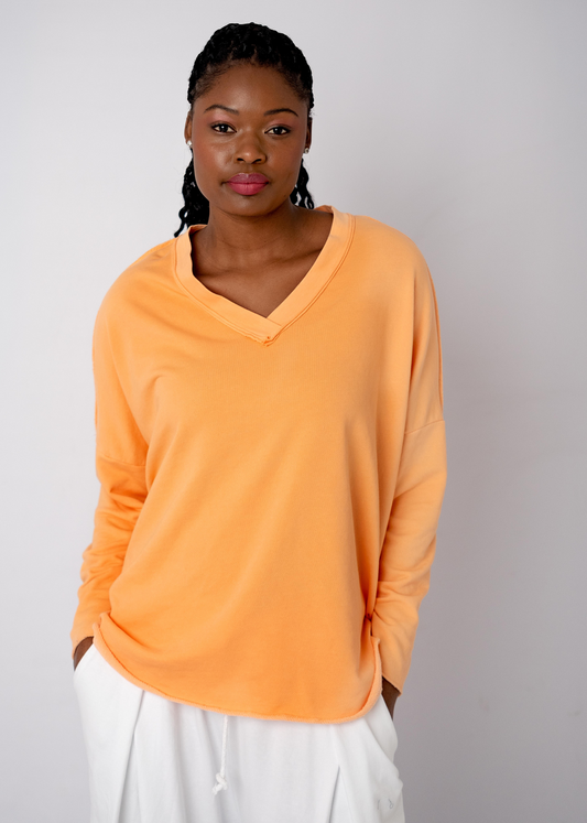 The Super Slouch V-Neck Track Top in Apricot