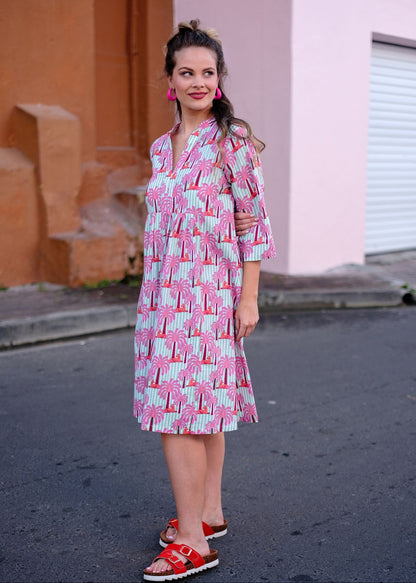 Lee-Ann Dress in Pink Palms