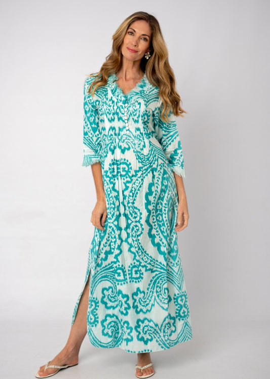 Sarah Dress in Turquoise Ikat