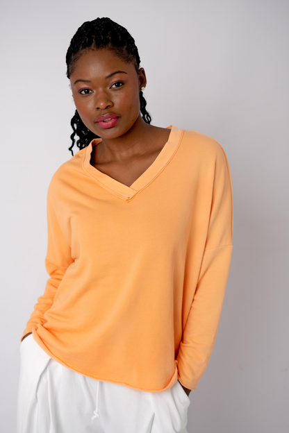 The Super Slouch V-Neck Track Top in Apricot