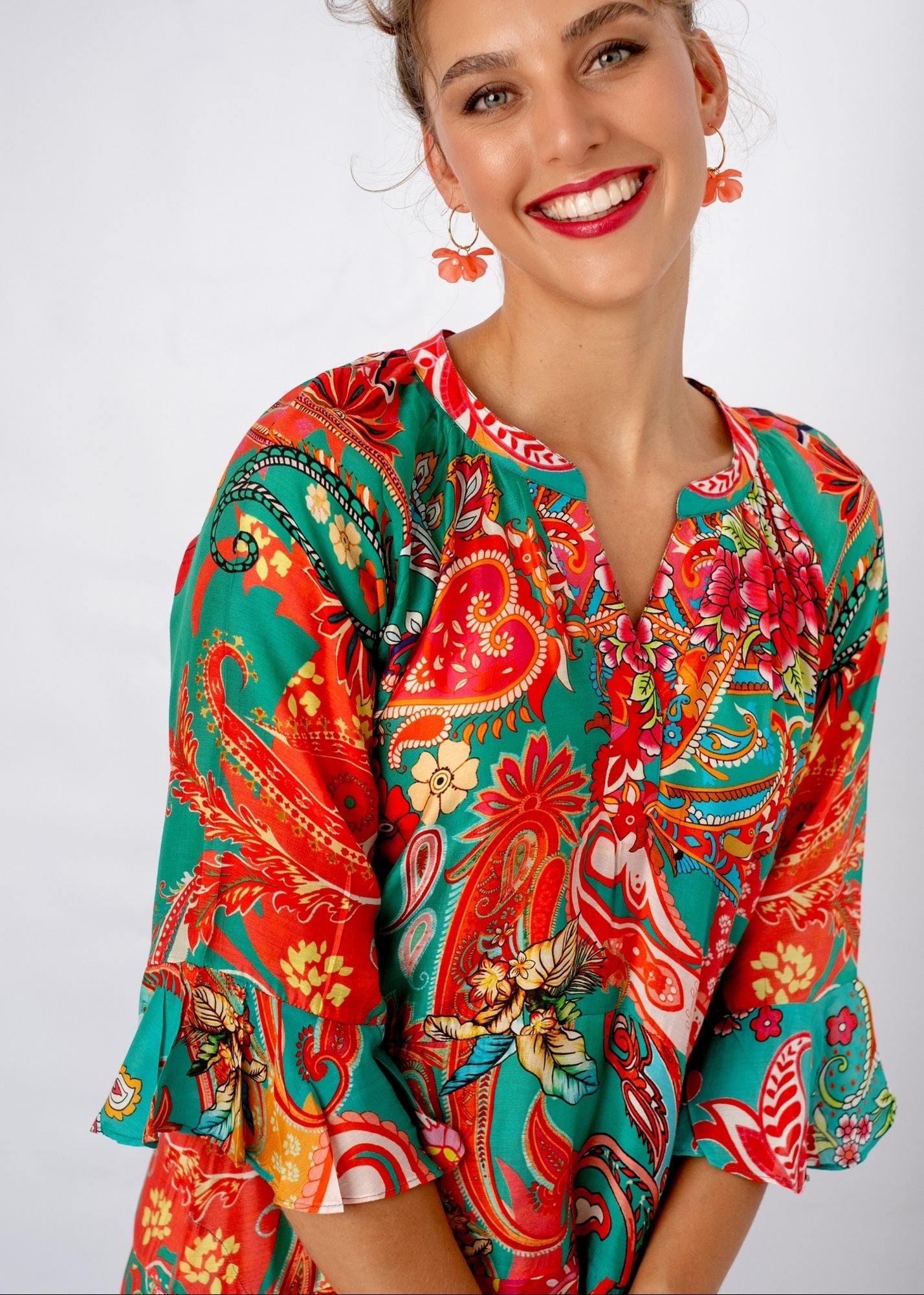 Jubilee Dress in Coral Paisley