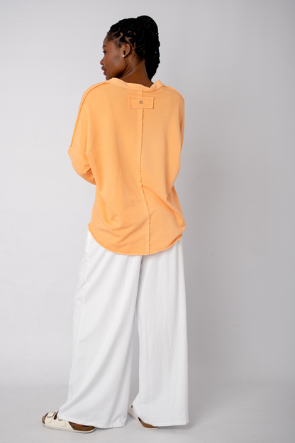 The Super Slouch V-Neck Track Top in Apricot