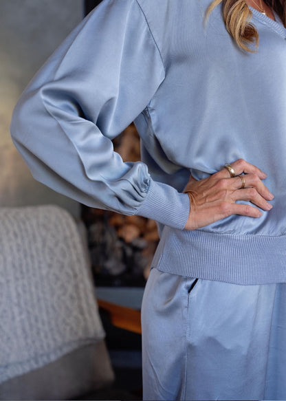 Lila Viscose Silk Blend Cardigan - Cloud