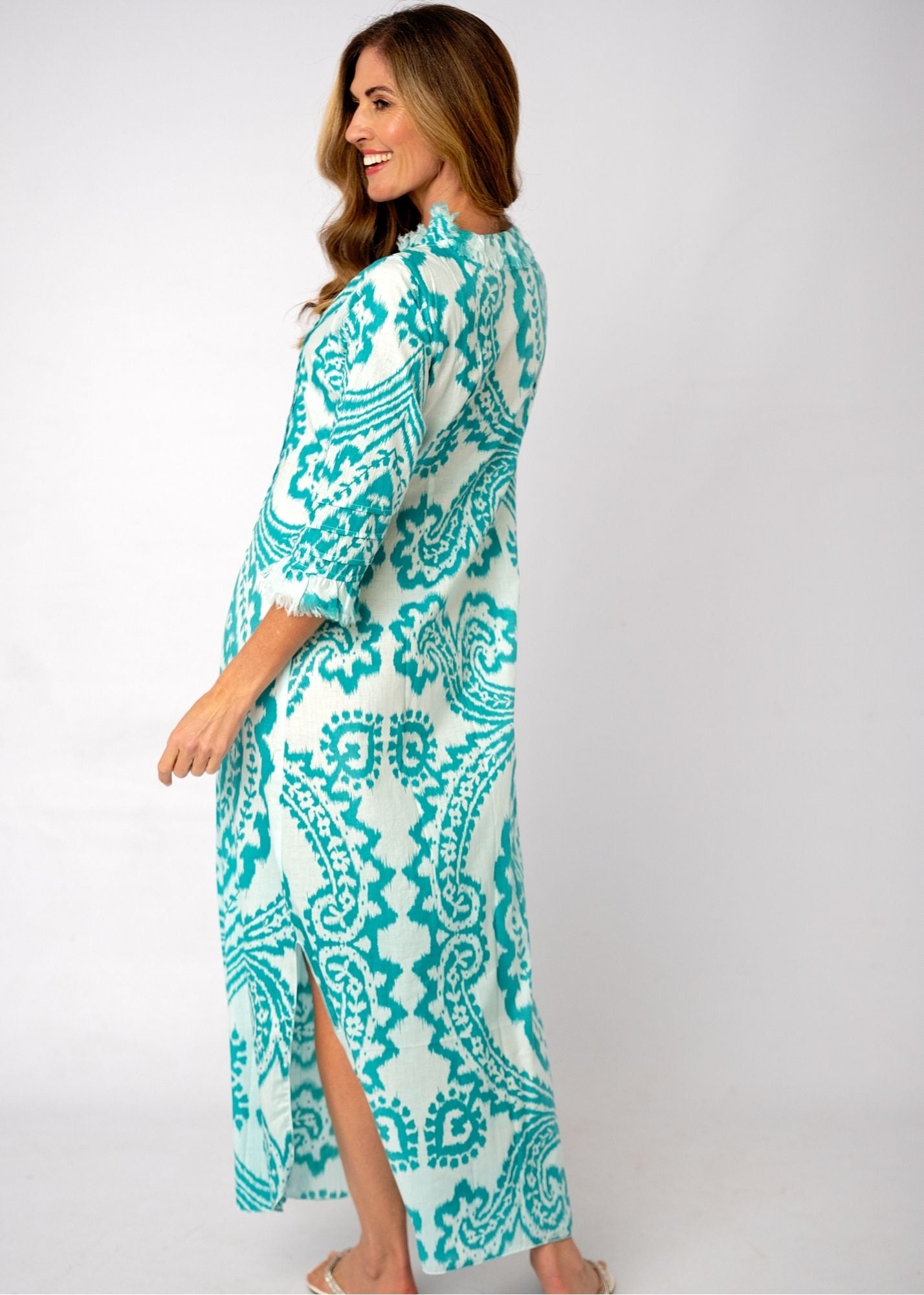 Sarah Dress in Turquoise Ikat