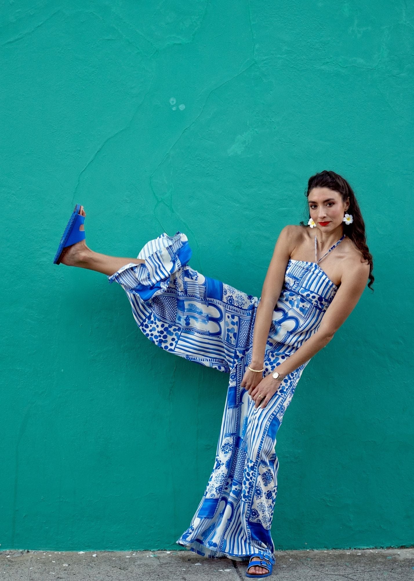 Carmen Playsuit in Santorini Blue