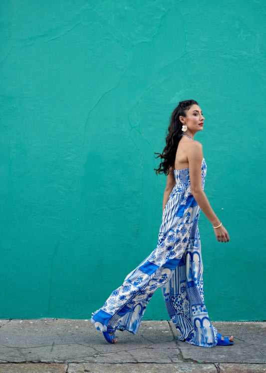 Carmen Playsuit in Santorini Blue