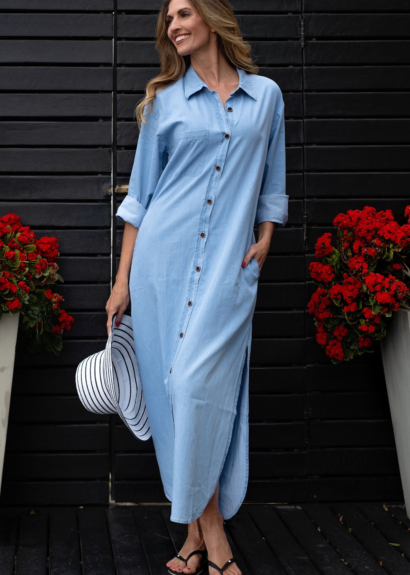 The Aurora Dress in Denim Blue