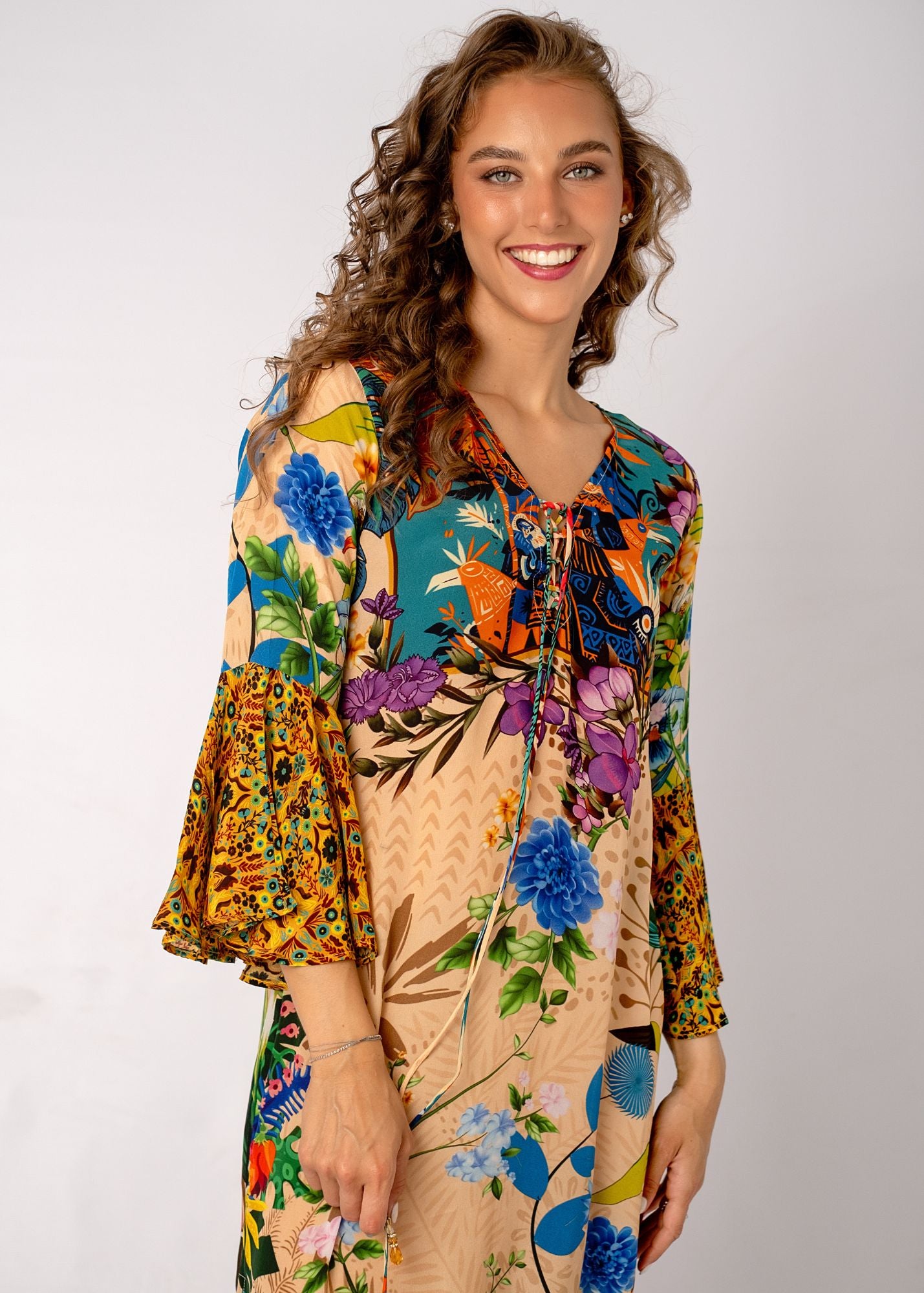 Angelica Dress in Forest Vine with Contrast Frill
