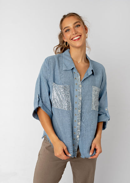 The Bling Blouse in Cowgirl Denim