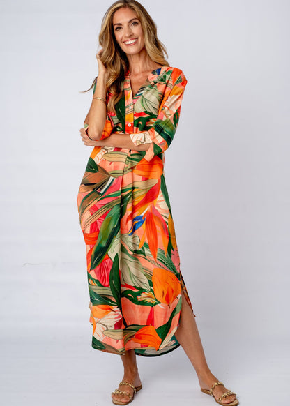 Fergie Cuffed Sleeve  Dress,  Forest Sunset