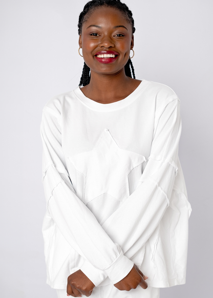 Ruffle-Sleeve track top in White