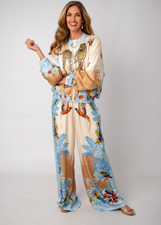 Lila Viscose Silk Blend Pants in Blue Paradise