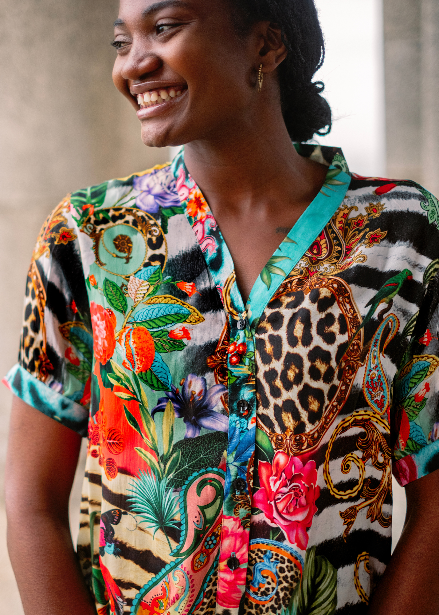 Maxine Dress, Tropical jungle - Knee length